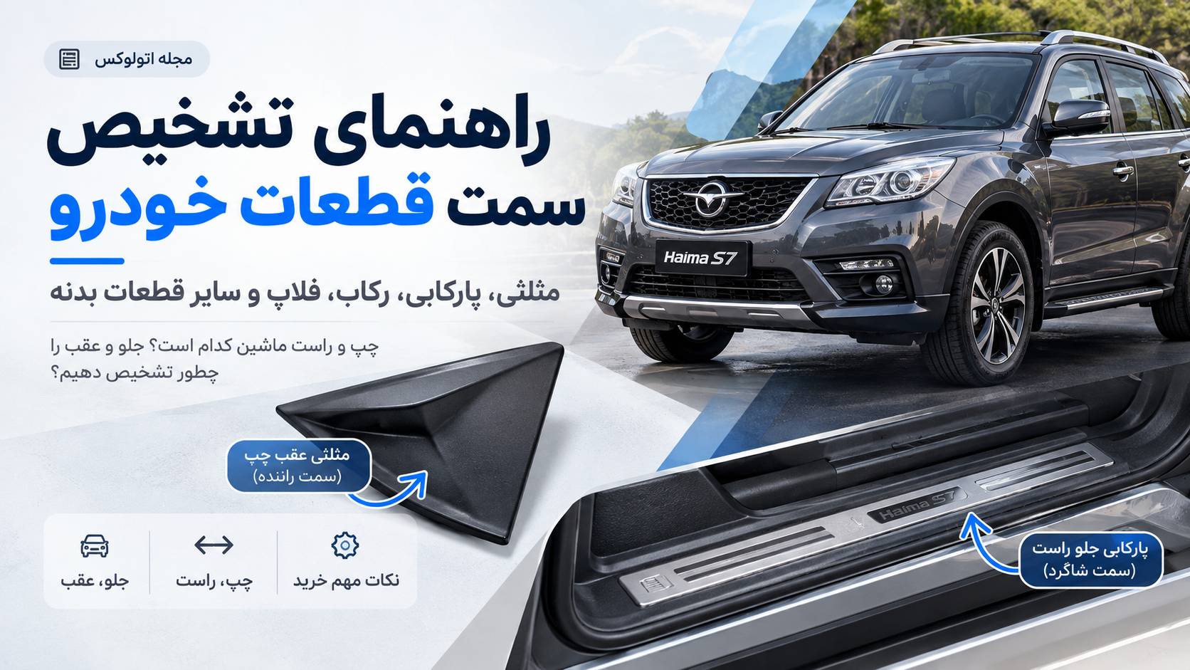 سمت چپ و راست خودرو کدام است؟ راهنمای تشخیص قطعات جلو، عقب، راننده و شاگرد