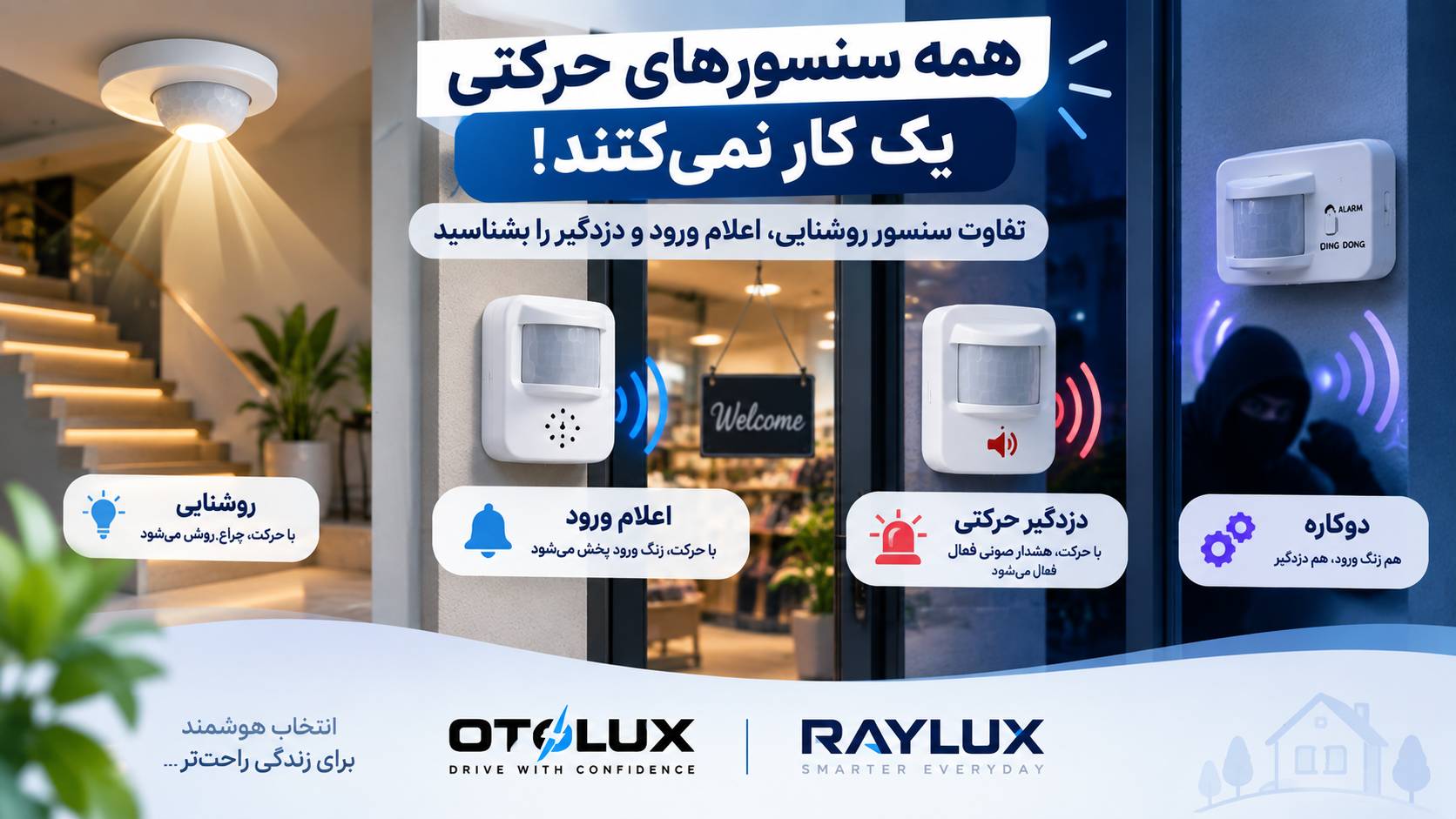 تفاوت سنسور حرکتی روشنایی با سنسور اعلام ورود و دزدگیر چیست؟