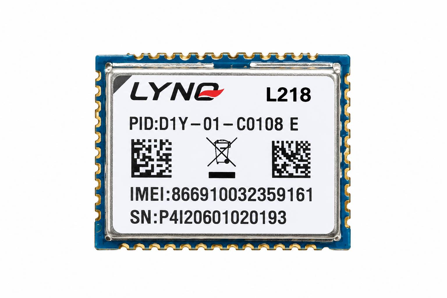 ماژول مخابراتی LYNQ L218 GSM GPRS GPS با پایه‌های نصب سطحی