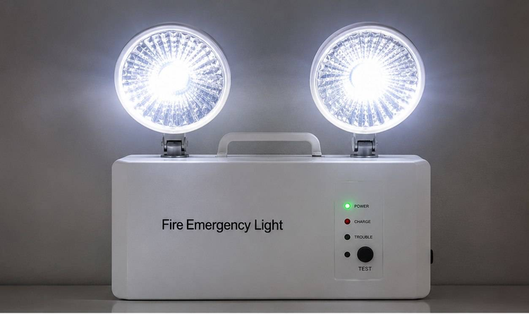 چراغ اضطراری شارژی دو کله رایلوکس STC601 با دو چراغ گرد LED و بدنه سفید